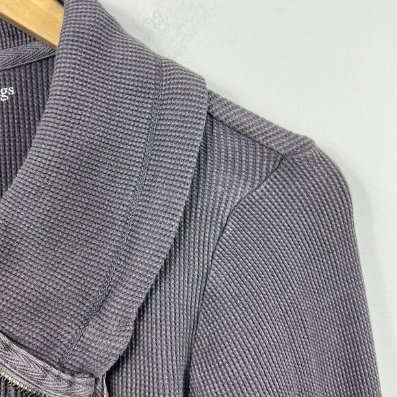 Soft Surroundings Gray Thermal Waffle Knit Cowl Neck Tunic Top Size PM - Picture 2 of 12